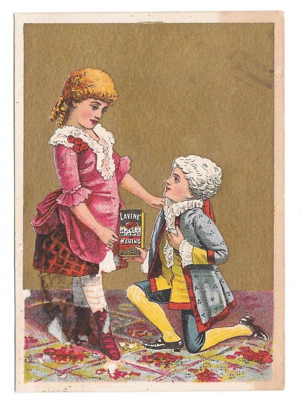 Victorian Trade Card Lavine Soap Hartford CT Colonial Girl and Boy on knee