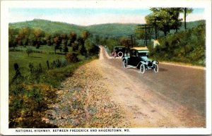 HAGERSTOWN MD Postcard -National Highway CARS AUTO - MARYLAND VINTAGE