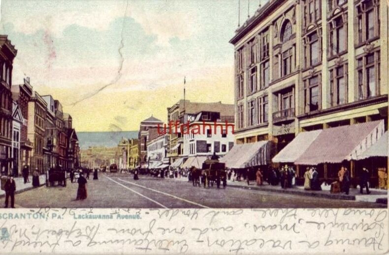 PRE-1907 SCRANTON, PA LACKAWANNA AVENUE 1907 Tuck & Sons Raphotype