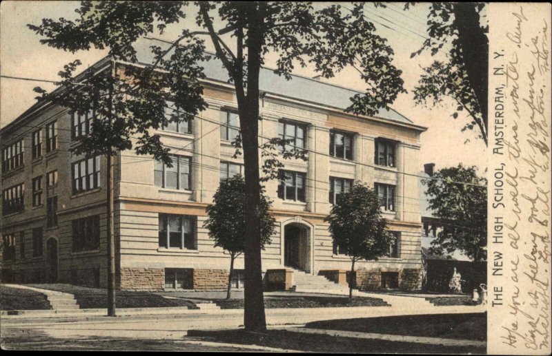 Amsterdam New York NY High School c1910 Vintage Postcard