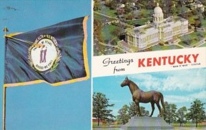 Greetings From Kentucky Showing State Flag State Capitol & Man O'War...