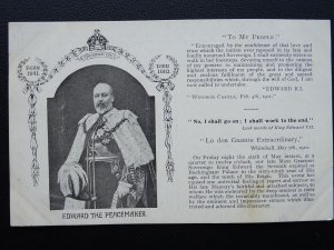 Royalty H.M.KING EDWARD Vll - TO MY PEOPLE Edward The Peacemaker c1910 Postcard