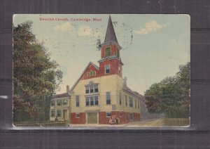 CAMBRIDGE, MASS, SWEDISH CHURCH, 1911 ppc., used, stamp removed.