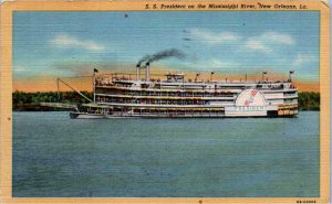 New Orleans, Louisiana - S.S. President on the Mississippi River - in 1952