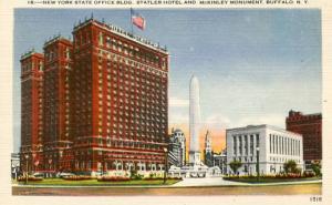 NY - Buffalo. NY State Office Building, Statler Hotel & McKinley Monument