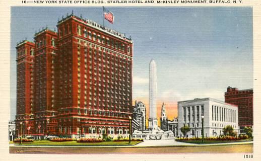 NY - Buffalo. NY State Office Building, Statler Hotel & McKinley Monument