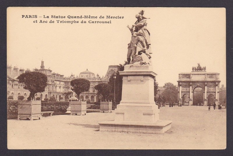 FRANCE, Postcard, Paris, The Statue of Mercier and Arc de Triomphe du Carrousel