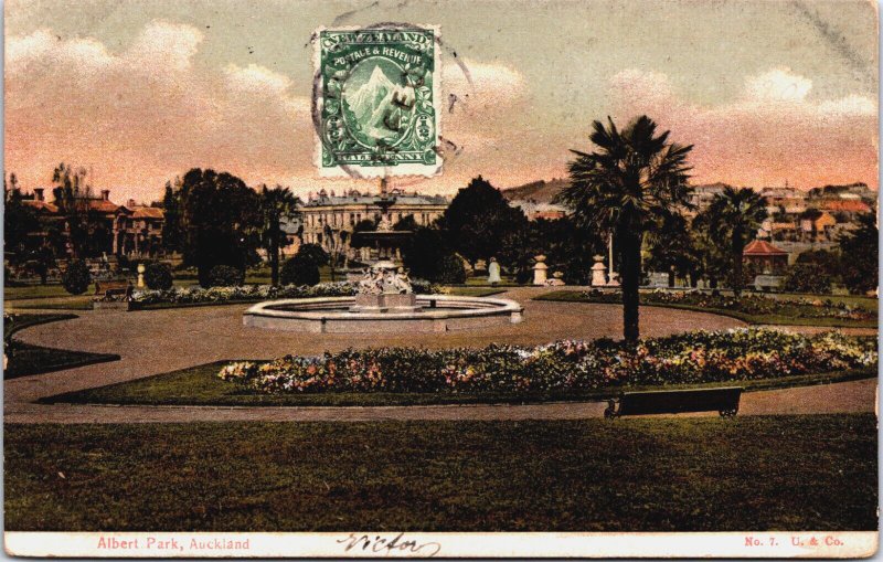 New Zealand Albert Park Auckland Vintage Postcard C097