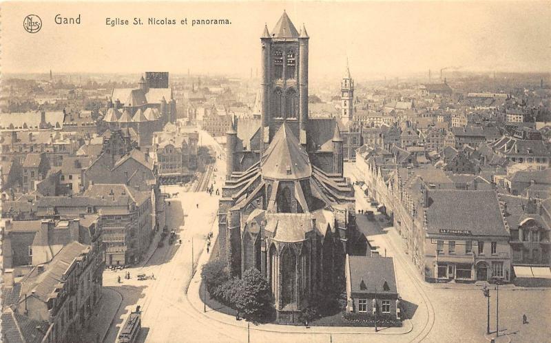 BG25858 eglise st nicolas et panorama   gand  belgium