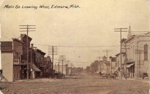 Main Street Looking West EDMORE, MI Street Scene 1911 Vintage Postcard
