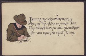 Soldier Writing Letter to His Sweetheart Postcard