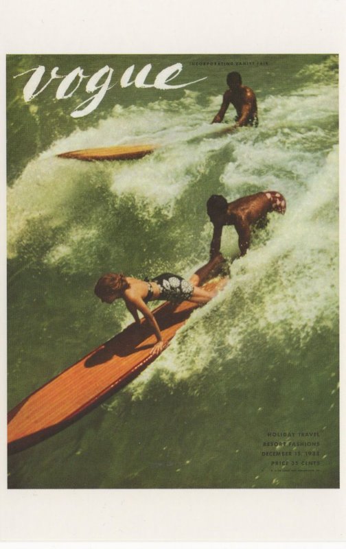 1938 Surfboard Race Surfers Vogue Magazine Photo Postcard