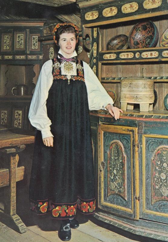 National Costume For Hardanger Norge Norway Vintage 1965 Fashion Postcard