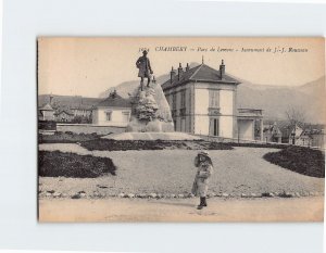 Postcard Monument de J. J. Rousseau Parc de Lemenc Chambéry France