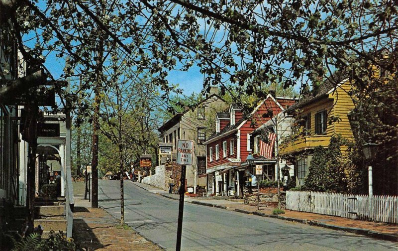 Mechanic Street Scene, New Hope, Bucks County, Pennsylvania 1973 Postcard