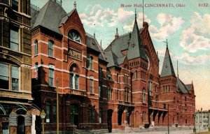 C. 1910 Music Hall Cincinnati Ohio Street View Vintage Postcard P218