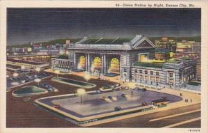 Missouri Kansas City Union Station By Night 1942 Curteich