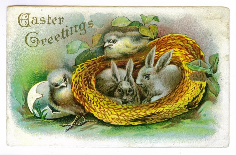 Port Dickinson to Groton, New York Embossed 1908 Easter Postcard