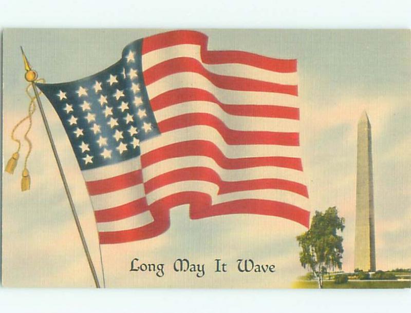Linen Patriotic USA FLAG - LONG MAY IT WAVE AC0904
