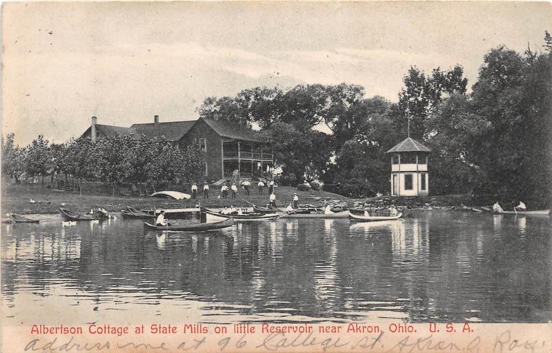 C50/ Akron Ohio Postcard 1907 Albertson Cottage State Mills Little Reservoir