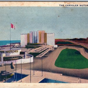 c1930s Chicago, IL Chrysler Motors Building Linen Postcard World Fair Auto A92