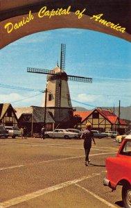 Solvang, CA Danish Capital of America Windmill, Street Scene ca 1960s Postcard