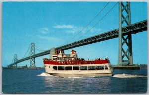 San Francisco California 1950s Postcard MS Harbor Queen Sight Seeing Boat