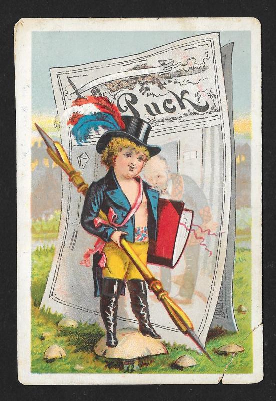 VICTORIAN TRADE CARDS Puck Child with Quill + a freebie