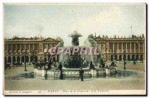 Old Postcard Paris Concorde Square A Fountain
