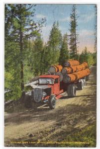 Logging Truck Pacific Northwest US 1950c linen postcard