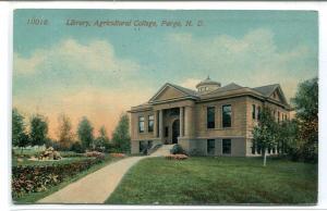 Library Agricultural College North Dakota State University Fargo postcard