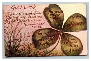 Vintage 1911 Postcard Comic Four Leaf Clover Poem