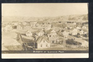 RPPC GLENDIVE MONTANA BIRDSEYE VIEW OF DOWNTOWN VINTAGE REAL PHOTO POSTCARD