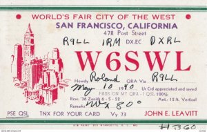 SAN FRANCISCO , California , 1940 QSL