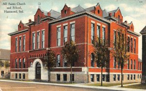 HAMMOND, IN Indiana    ALL SAINTS CHURCH & SCHOOL   Lake County   1909 Postcard