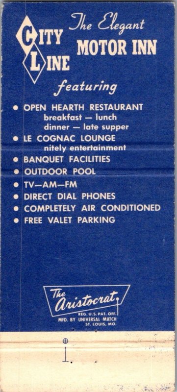 City Line Motor Inn Philadelphia PA Matchbook Cover MB46