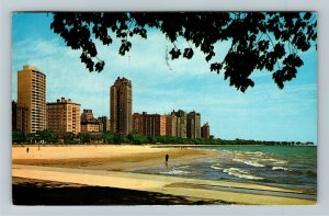 Chicago IL- Illinois, Oak St. Beach And Gold Coast, Chrome c1961 Postcard