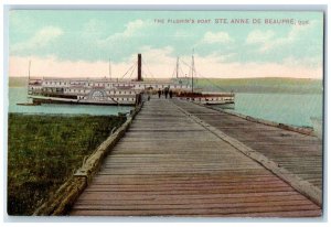 c1910 Pilgrims Boat Steamer Steamship Bridge Ste Anne De Beaupre Quebec Postcard
