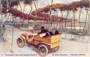 Dion Bouton 8 hp Monocylindre Automobile Car Puteaux Seine France postcard