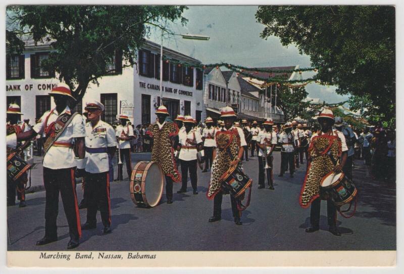 Marching Band Changing of the Guard Street Scene Nassau Bahamas Postcard