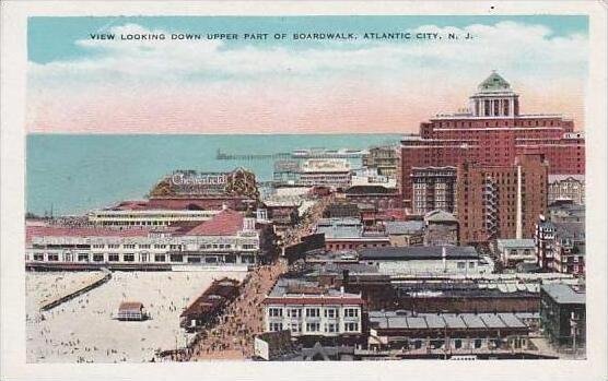 New Jersey Atlantic City View Looking Down Upper Part Of Boardwalk