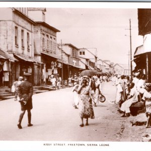 c1910s Freetown, Sierra Leone RPPC Kissy Street Market Scene Colonial Era A337