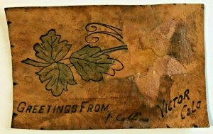 VICTOR COLORADO~1900s LEATHER GREETINGS FROM POSTCARD