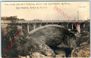 1913 Redwood Falls, MN River Bridge RPPC Concrete Arch Photo Stark Minnesota A13