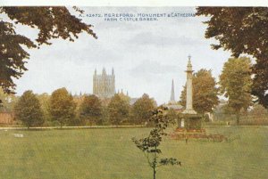 Herefordshire Postcard - Hereford,Monument & Cathedral from Castle Green  TZ7070