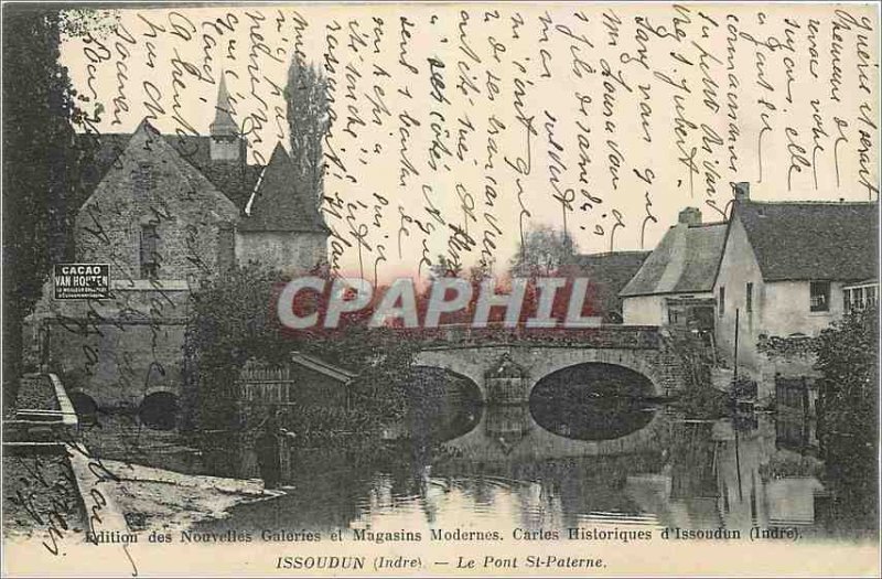 Old Postcard Issoudun Indre Bridge St Paterne