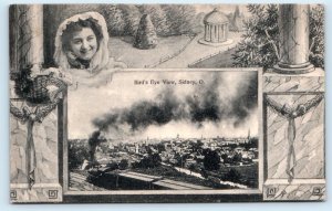 SIDNEY, Ohio OH ~ Elaborate Border BIRD'S EYE VIEW 1908  Shelby County Postcard