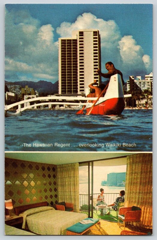 Postcard Regent Overlooking Waikiki Beach Hawaii w Interior