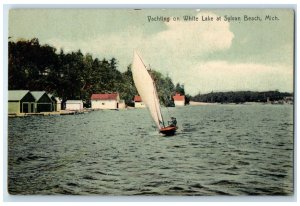 1910 Yachting White Lake Sylvan Beach Michigan Antique Vintage Unposted Postcard