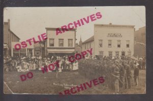 Colby WISCONSIN RPPC c1910 SOLDIERS REUNION Drilling MAIN STREET nr Spencer KB